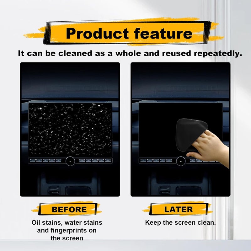 LTDCVTR Car Screen Cleaner, Car Accessories Car Screen Wipes, Microfiber Auto Screen Cleaning Pad, Touch Screen Cleaner for Car, Fit for Car Dashboard LCD Display Interior Car Accessories(Black gray) - Image 5